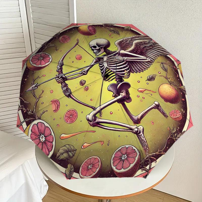 

1pc Skeletal Archery with Citrus Fruit Umbrella with Plastic Handle,Suitable for All Seasons Home Travel Outdoor UmbrellaDD1686