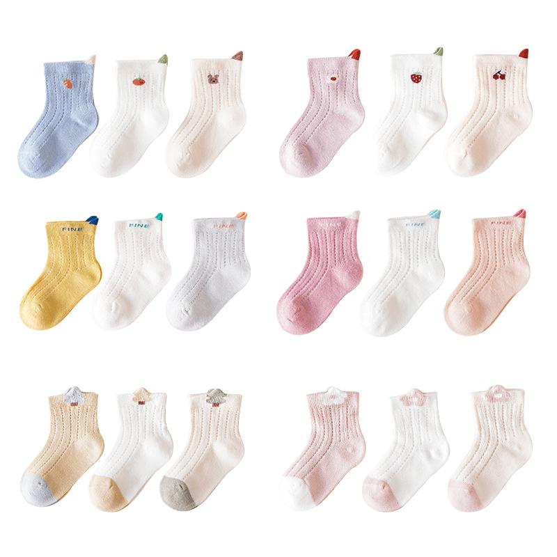 Lawadka 3pairs/lot Summer Newborn Baby Socks For Girls Boys Mesh Thin Infant Girls Boys Toddler Children Short Sock 0-5Years Old