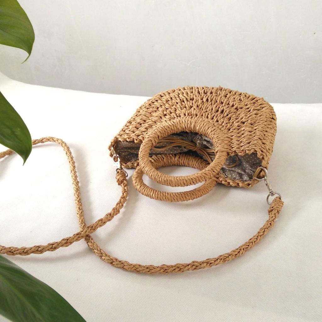 Bolsa Cesta de Legumes da Moda Ombro Transversal Rattan Acompanhamento Palha Bolsa Tecelagem Manual