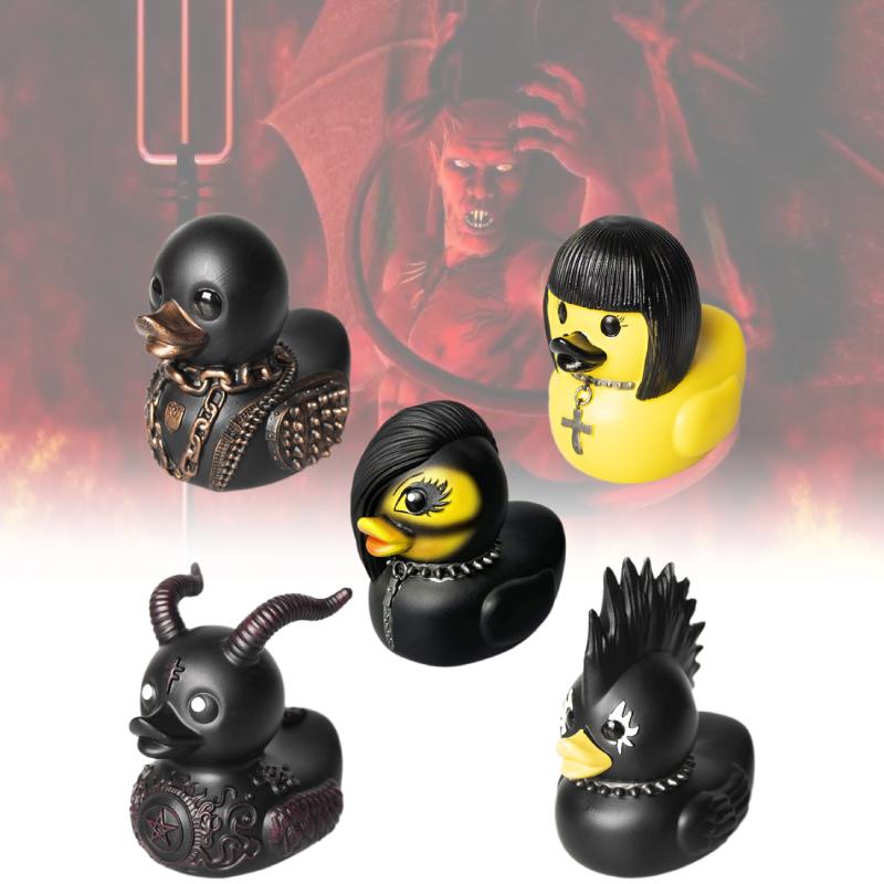 Duckieville Resin Duck Craft Figure Toys Punk Gothic Duck Desk Black Decoration