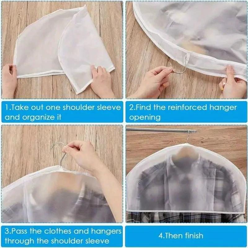 1-40PCS Semi-Package Clothes Dust Cover EVA Waterproof Transparent Suit Coat Storage Bag Short Wardrobe Hanging Clothes Cover
