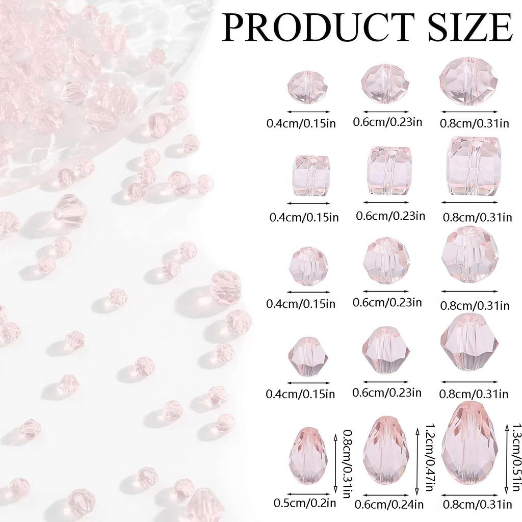 300pcs Mixed Sizes Crystal Rondelle Light AB Gems Loose Beads Clear Crystal Glass Crafts Shiny Jewelry DIY Necklace Kit