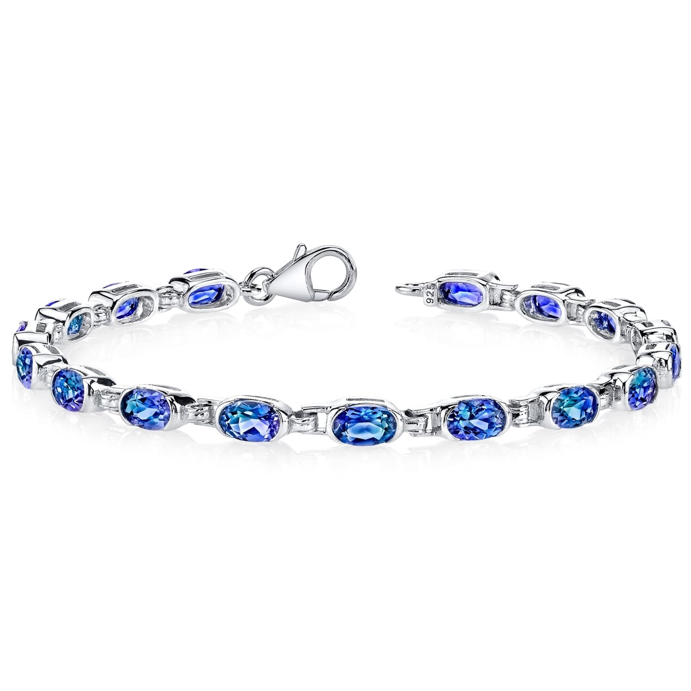 Blue Cz Tennis Bracelet -925 Sterling Silver