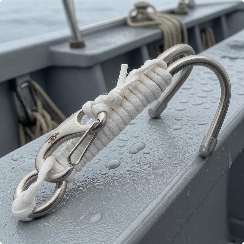 Diving Safety Lanyard 316 Stainless Steel Coiled Dive Marine Gear Double Hooks Outdoor