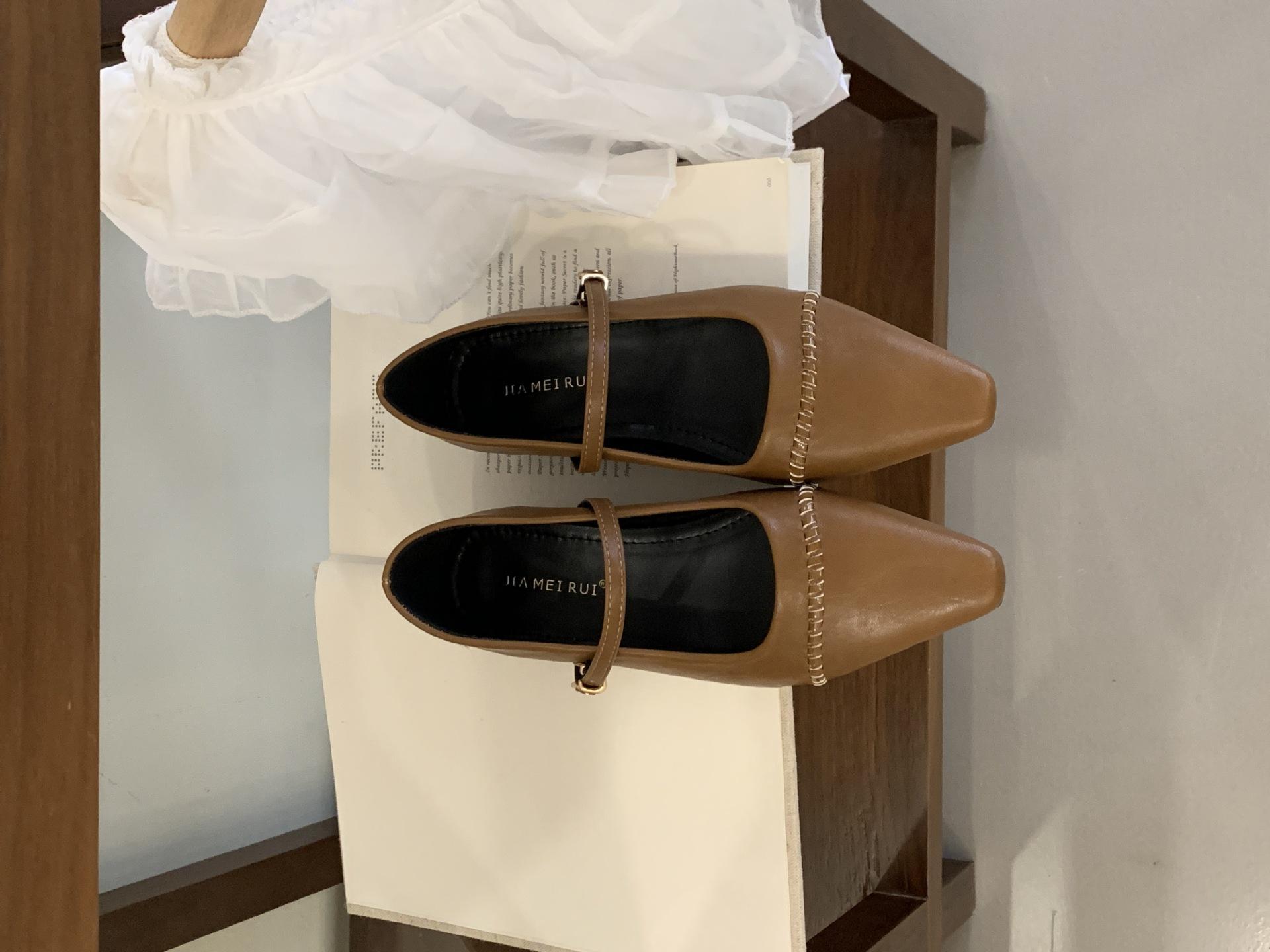 Women s Square Toe Ankle Strap Spring French Style Pumps - Fashionable Footwear 35