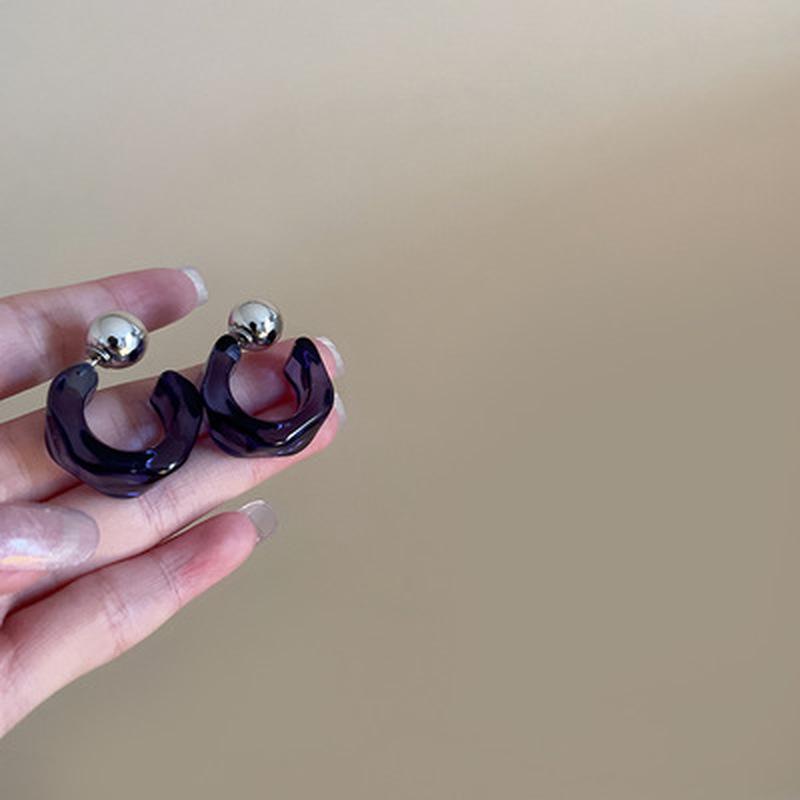 

Ретро модные серьги по контракту с геометрическим трендом, красивые женские серьги, акриловые женские серьги-гвоздики синий