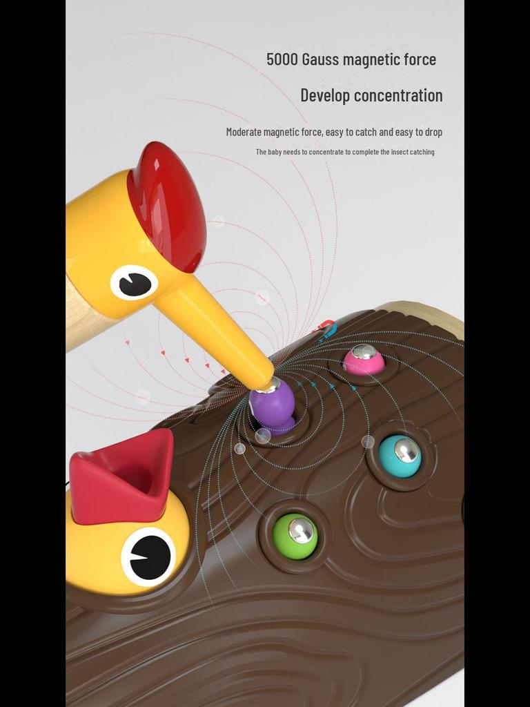 Montessori Wooden Woodpecker Insect Game Educational Toy for Early Childhood Development