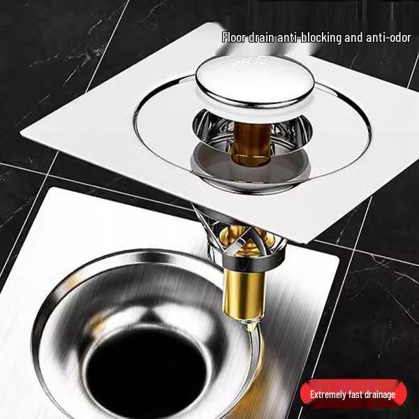 Universal Odor-Proof Bathroom Floor Drain Cover with Anti-Backflow Seal and Foot-Operated Design