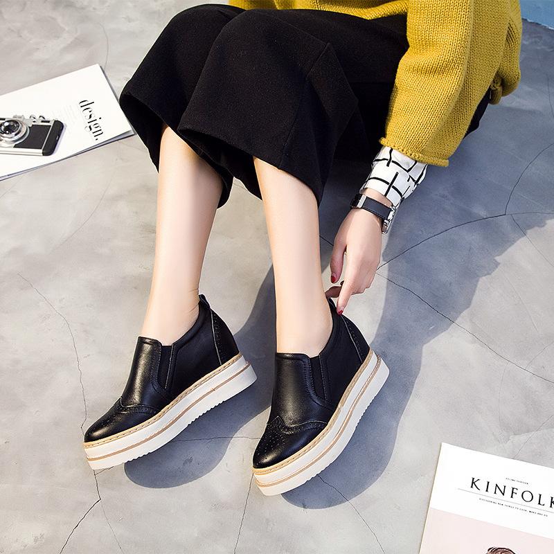 2026 Spring Shoes Women's Interior Height Increasing Single Shoes Thick Soled Sponge Cake Casual Women's Shoes
