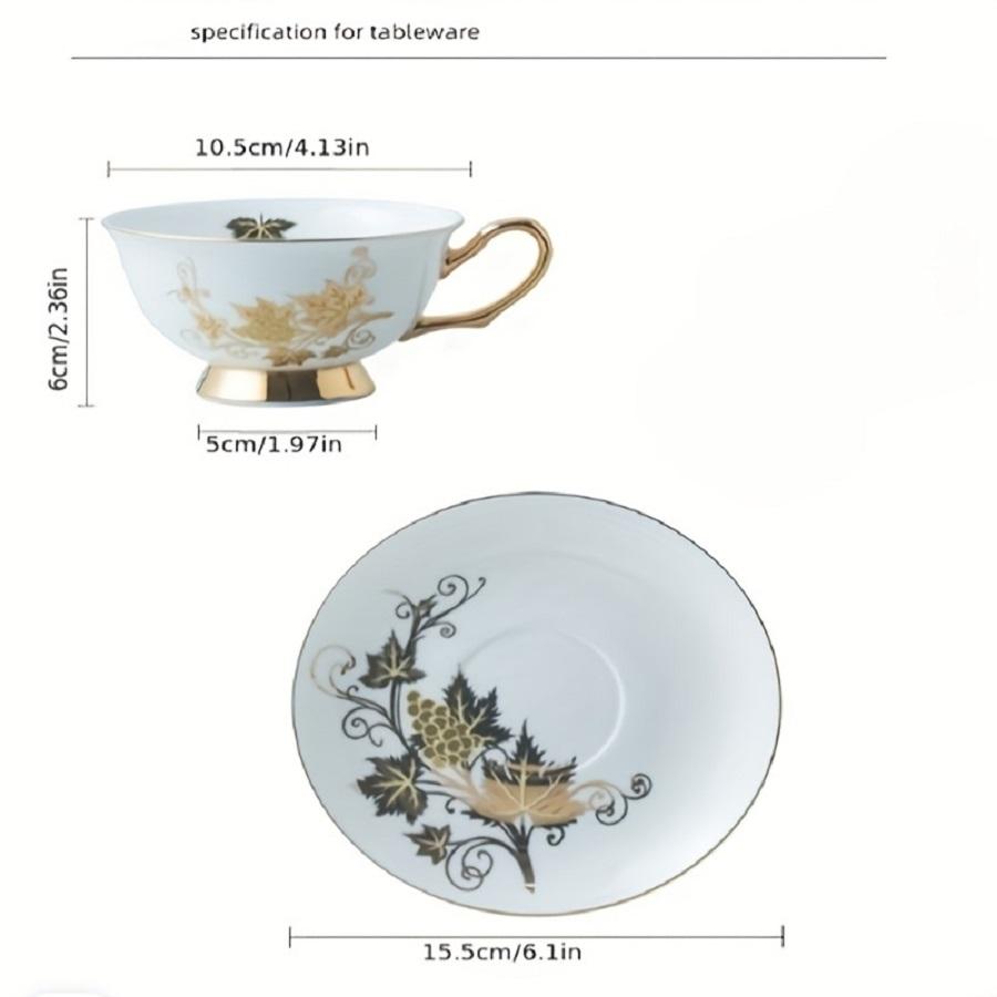 1 Set Elegant Pastoral Ceramic Tea Mug Set with Saucer and Spoon - 676oz Porcelain Teacup Fine and Cafe Espresso Cup for Home
