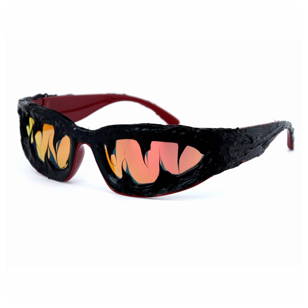 

2026 Steampunk Shark Tooth Sunglasses Small Frame Resin Accent Unisex Vintage Inspired Glasses for Themed Cosplay Events Hip Hop помаранчевий