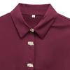Zab Autumn New Women's Clothing Fashion Style French Gold Decorated Row Button Silk Satin Textured Shirt 2138748
