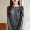 Loose Large-sized Sweater for Ladies, Women's Round-neck Long-sleeved Top, Heavy-stitched with Glittering Diamonds, Knitted Sweater