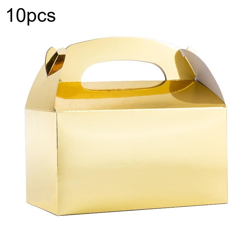 

10pcs Golden Gift Boxes Multifunctional Party Favor Packaging Paper Boxes Wedding Birthday Christmas Candy Boxes Party Supplies 16X9X8.6cm