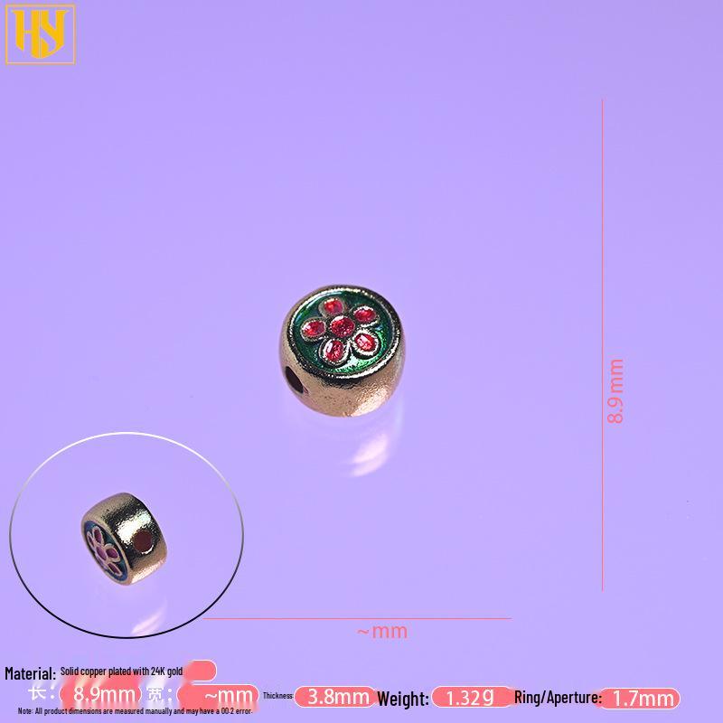 Медно-позолоченное 24-каратным золотом Эмалевое Бусинное Украшение-Тотем в Этническом Стиле