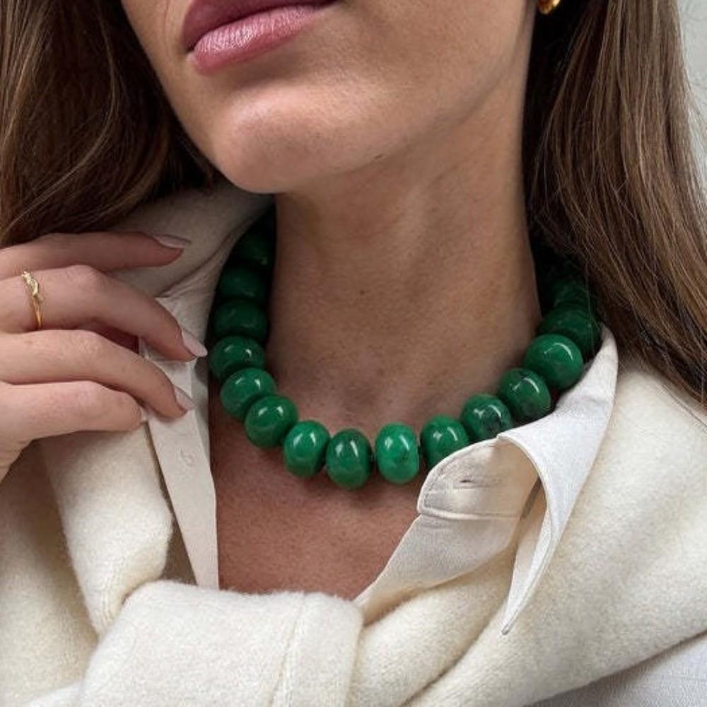 Collana Bohémien Colorata con Perline Grosso Choker in Acrilico Dopamina Catena per Clavicola Statement Y2K Bohemia Estate