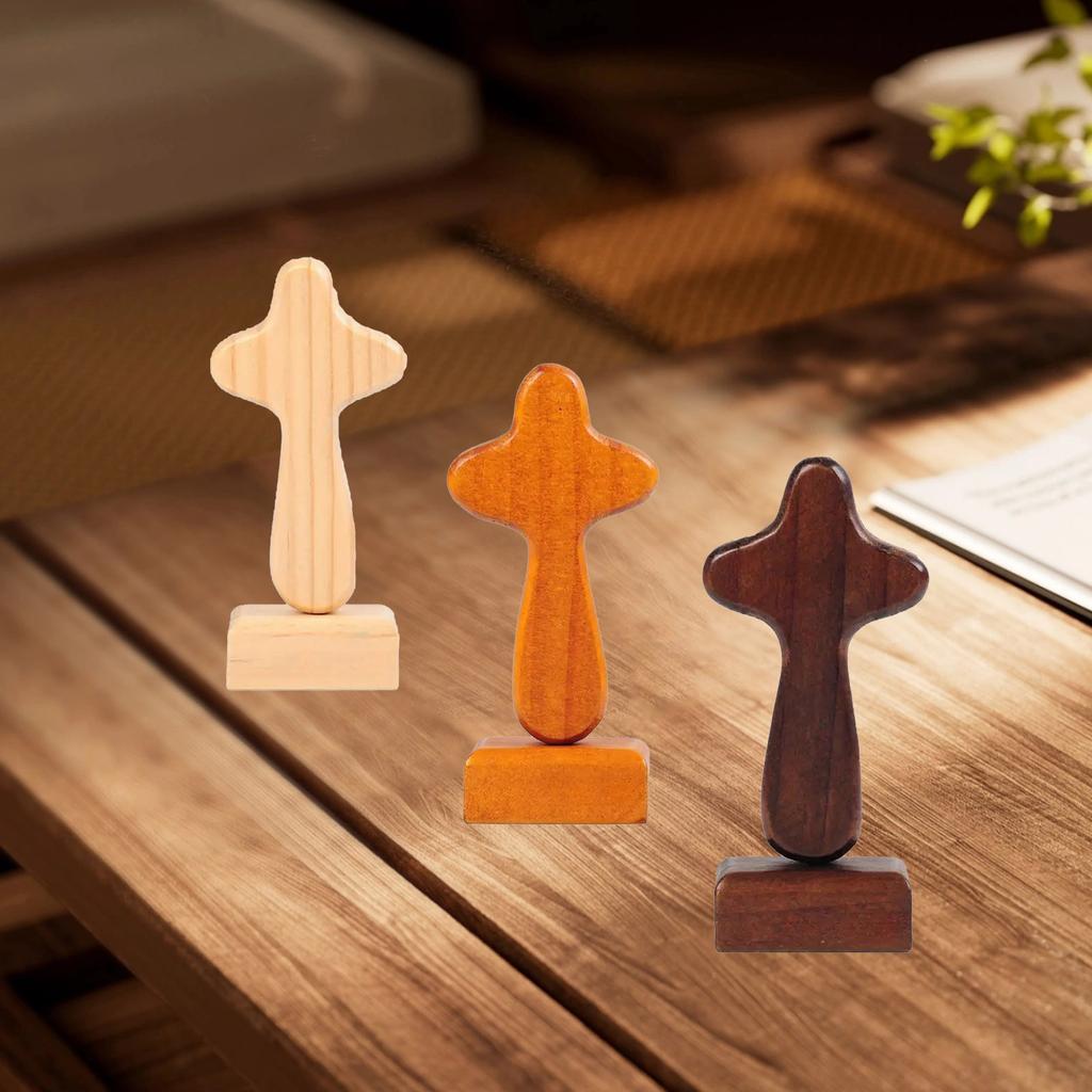 Wooden Cross Ornament Wooden Cross With Base Magnet Decorative Cross Wooden Crafts Ornament