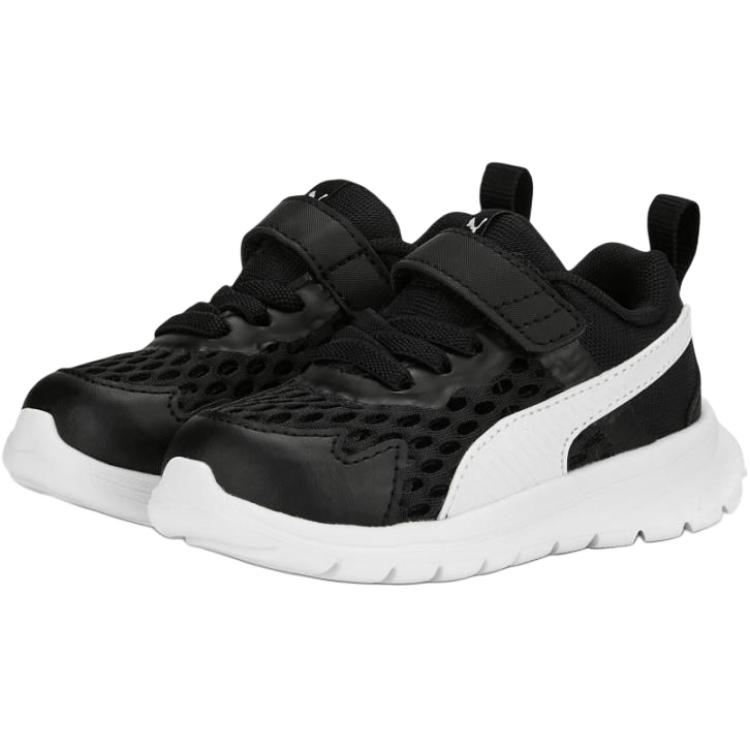 Puma Evolve Run PU Versatile Comfortable Shock Absorbing Breathable Low Top Walking Shoes Baby Shoes Black White 389692-01