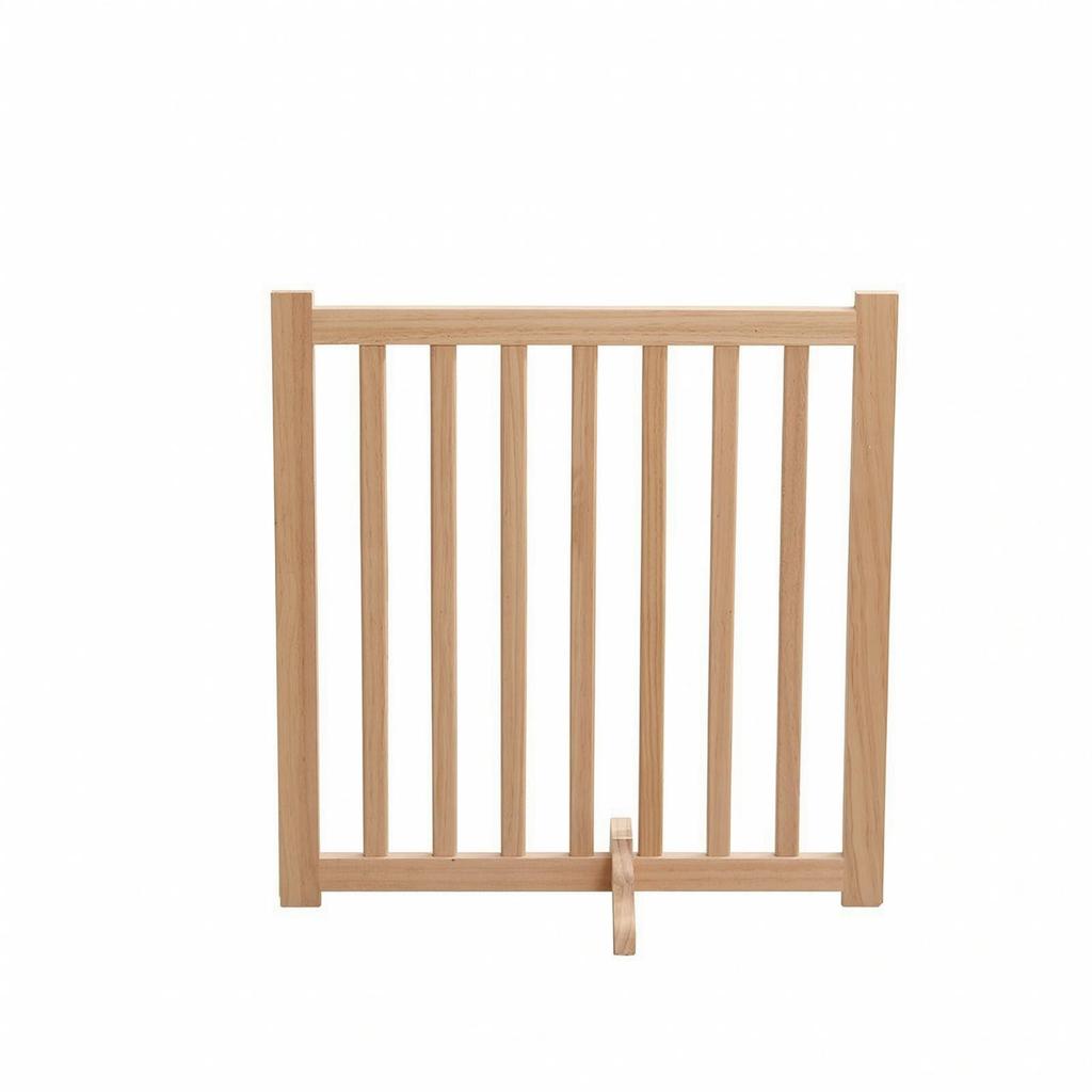 Wooden Pet Gate with Hinged Joints Natural-Finish for Apartments, Homes