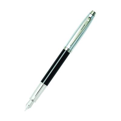 Sheaffer 100 Brushed Chrome Cap/Black Trim Medium Fountain Pen