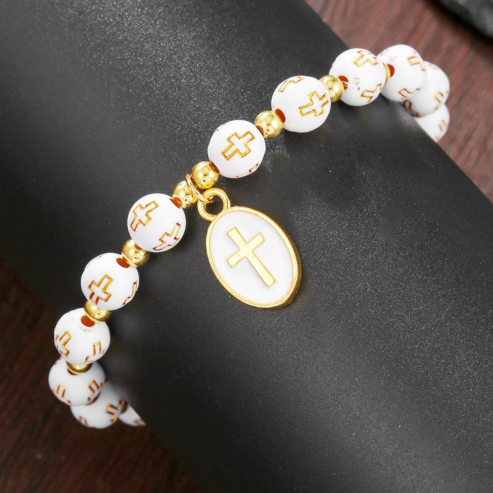 Trendy Cross Pendant Beaded Couple Bracelet