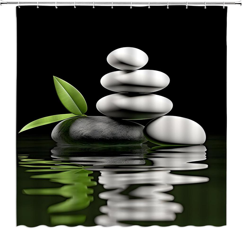 Bamboo Shower Curtain Green Bamboo Forest Tree Japanese Asain Art Rustic Wild Nature Plant Scenic Watercolor Fresh Spa