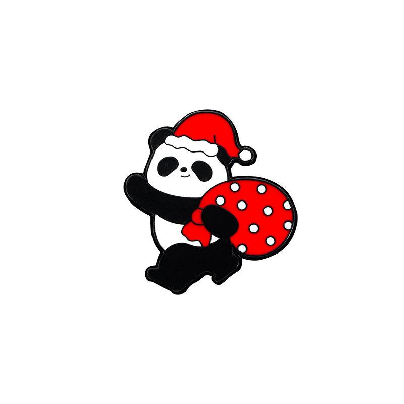 Christmas panda brooch, cute animals, Christmas tree, holiday gift box metal badge, back packaging accessories