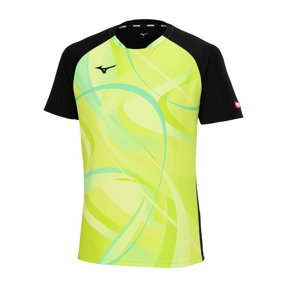 Mizuno Table Tennis All Japan Design Game Short Lime Yellow Wear, Shirt, Sleeve, Unisex, 82JAB501,