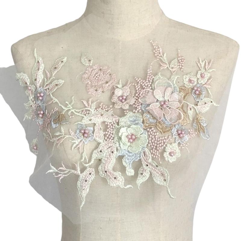 Embroidered Sequins Flower Applique Patches for Clothing Bags Handcraft Decoration Polyester Materials