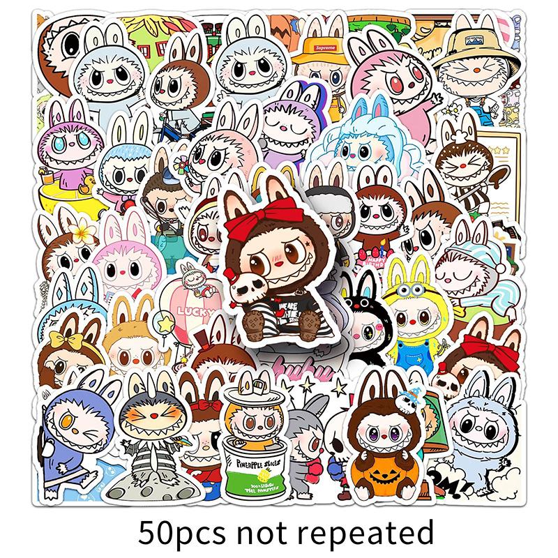 

50Pcs Cute Labbubu The Monsters Waterproof Stickers For Kids Comic Cartoon Decor
