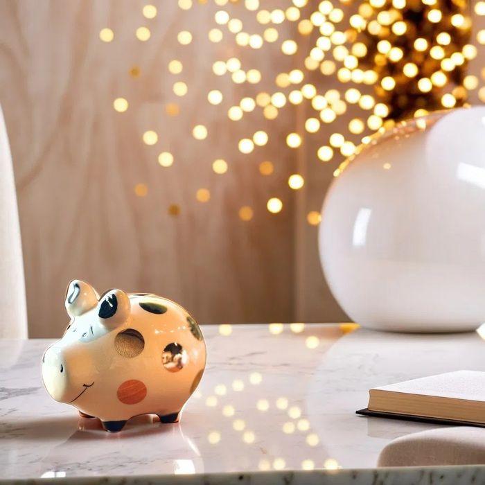 Tirelire en céramique cochon a pois gold