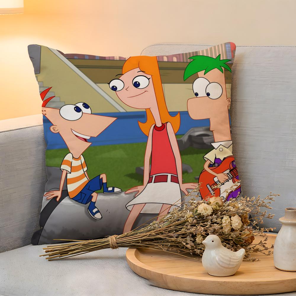 Cushion Cover Linen SkinFriendly Soft Decorative Case For Sofa Home Decor Phineas And Ferb Anime Pillow cover