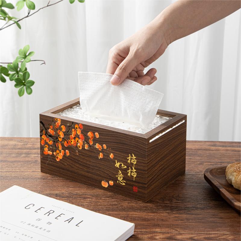 Japanese Rectangular Black Walnut Tissue Box, High-end Hotel Restaurant, Desktop Napkin Holder, Living Room, Household Use