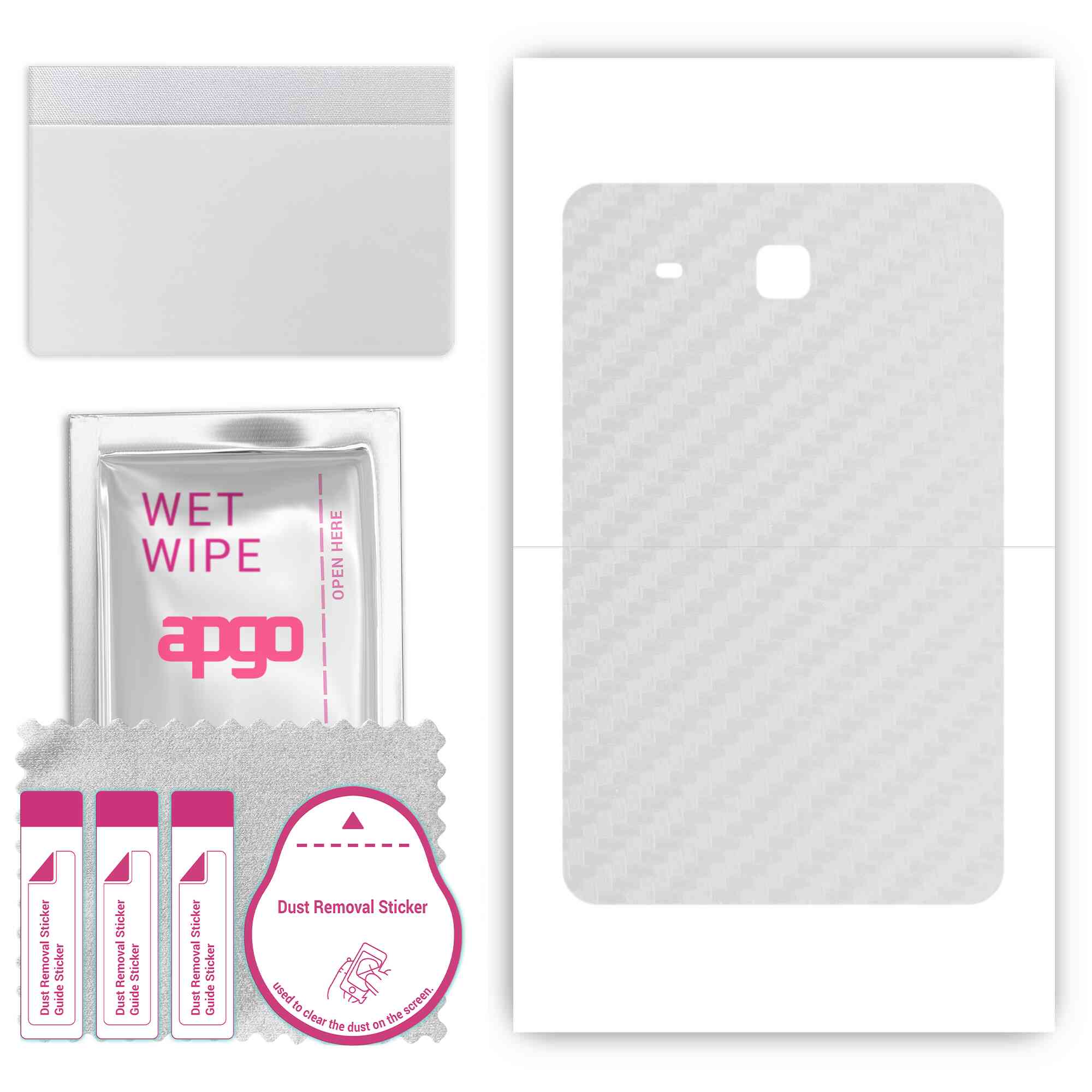 

apgo Protective Skin Sticker for the back compatible with Samsung Galaxy Tab E 9.6 SM-T561, Wrap Film, Foil, Vinyl - Pattern Transparent Carbon