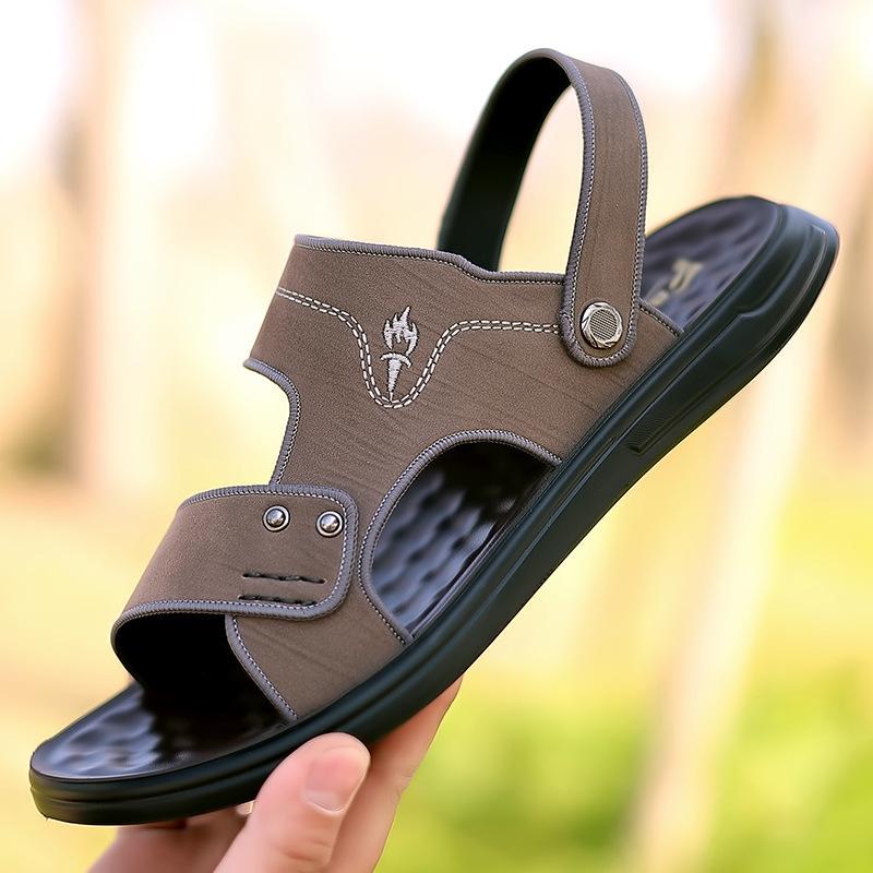 

Sandals men s summer casual beach shoes dual-purpose non-slip thick soft sole middle-aged men s new dad cool slippers 44 серый