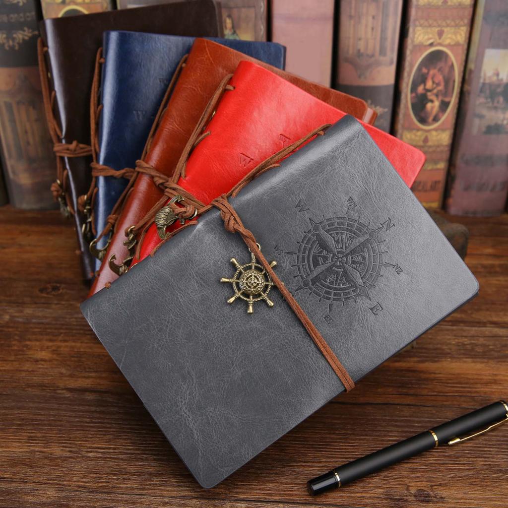 Vintage Notebook PU Leather Journal Travel Journal Diary with 150 Blank Page and Pendant Refillable Loose Leaf Notebook