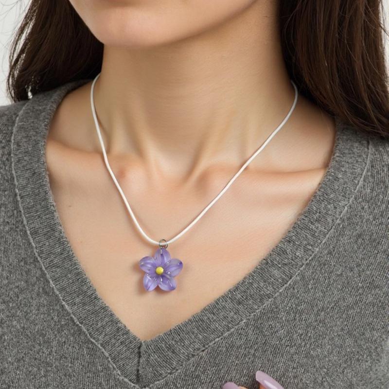 Leuchtende Eier Blumen Charm Halskette Farbwechselndes Design Künstlerischer Dopamin Schmuck Zubehör