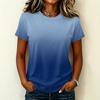 Women's Casual Pullover T-Shirt Short Sleeve Crew Neck Gradient Color Top Lightweight Soft Fabric Summer Wear