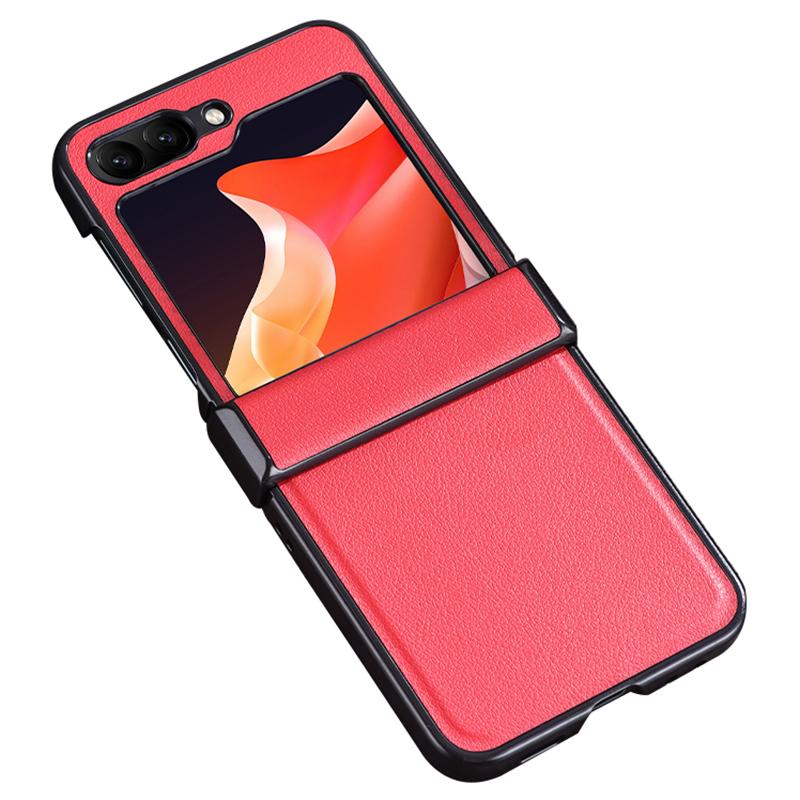 

For Samsung Galaxy Z Flip7 FE 5G/Z Flip6 5G Case PU Leather+PC Hinge Protection Phone Cover Red
