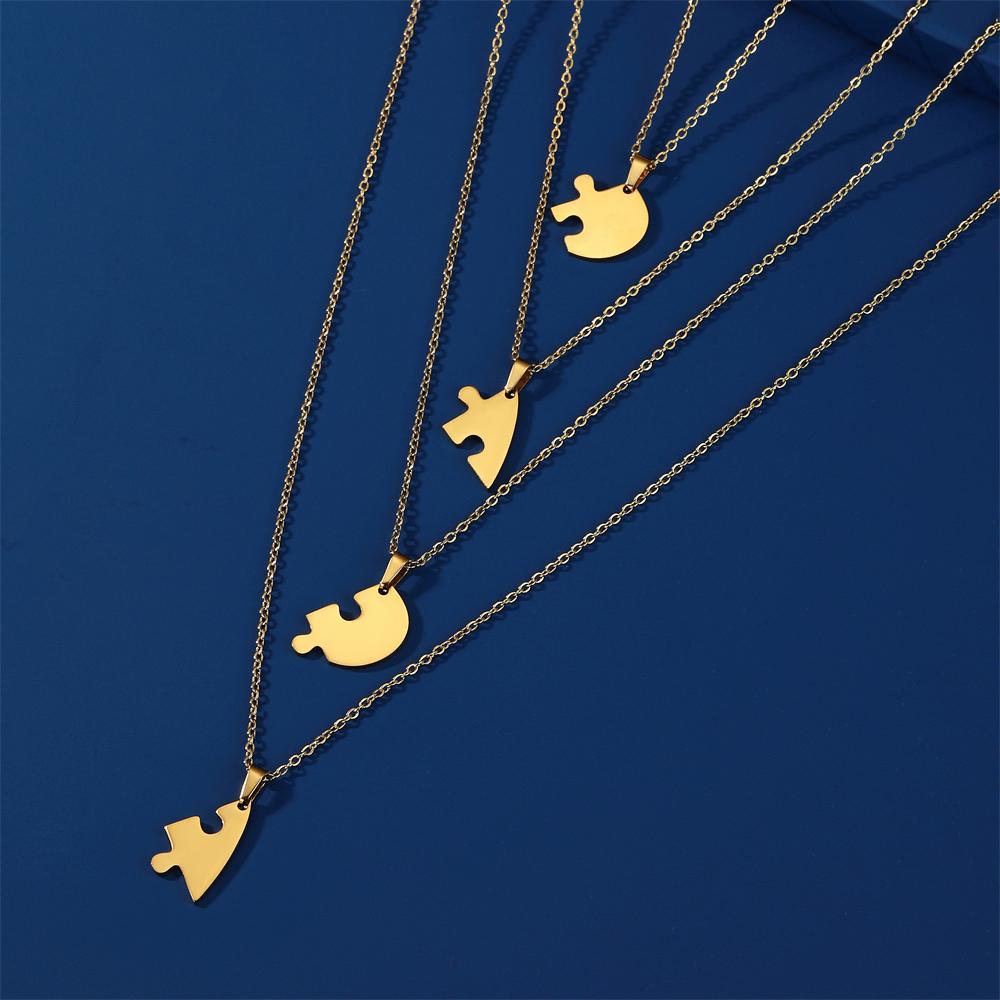 Cazador Stainless Steel 4 pieces Heart Puzzles Pendant Necklace for Women Choker Necklace Jewelry Birthday Friendship Gift