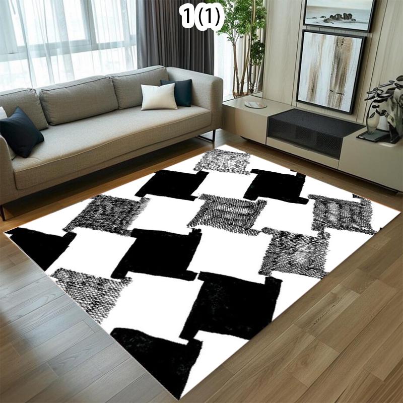 Modern Abstract Carpet Mat Rug Home Decoration Geometric Pattern Floor Area Rug Living Room Bedroom Artistic Brush Style