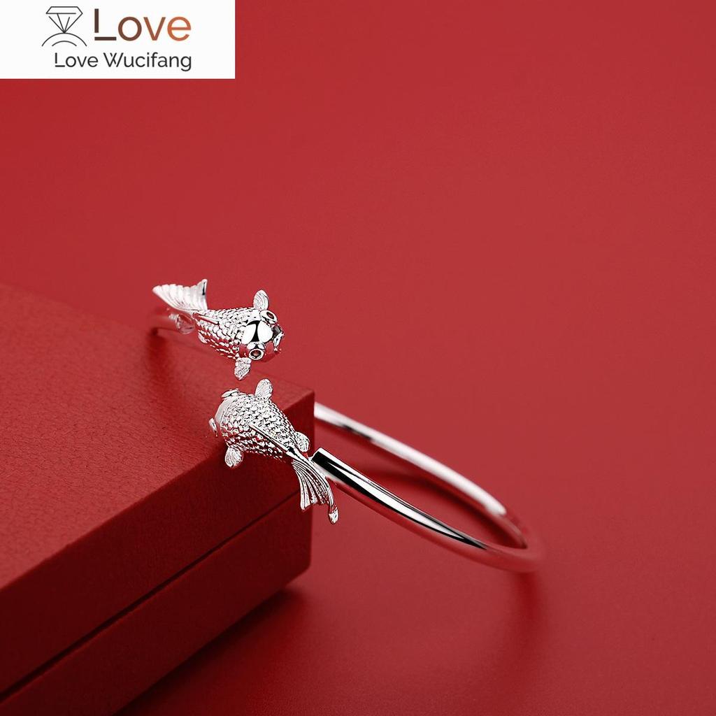 Fashion Original Designer Sterling Silver Beautiful Goldfish Bracelets Bangles for Women Party Wedding Jewelry Holiday Gifts