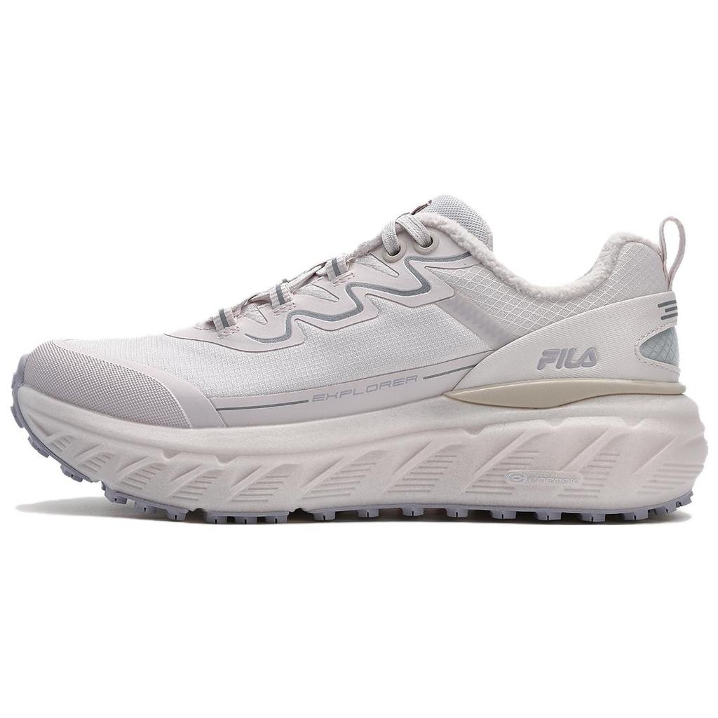 FILA Explorer We Versatile Fleece Fabric Synthetic Leather Mid-Top Casual Running Shoes Women sneaker Sheepskin-Paper-Pink A12W341219FPP