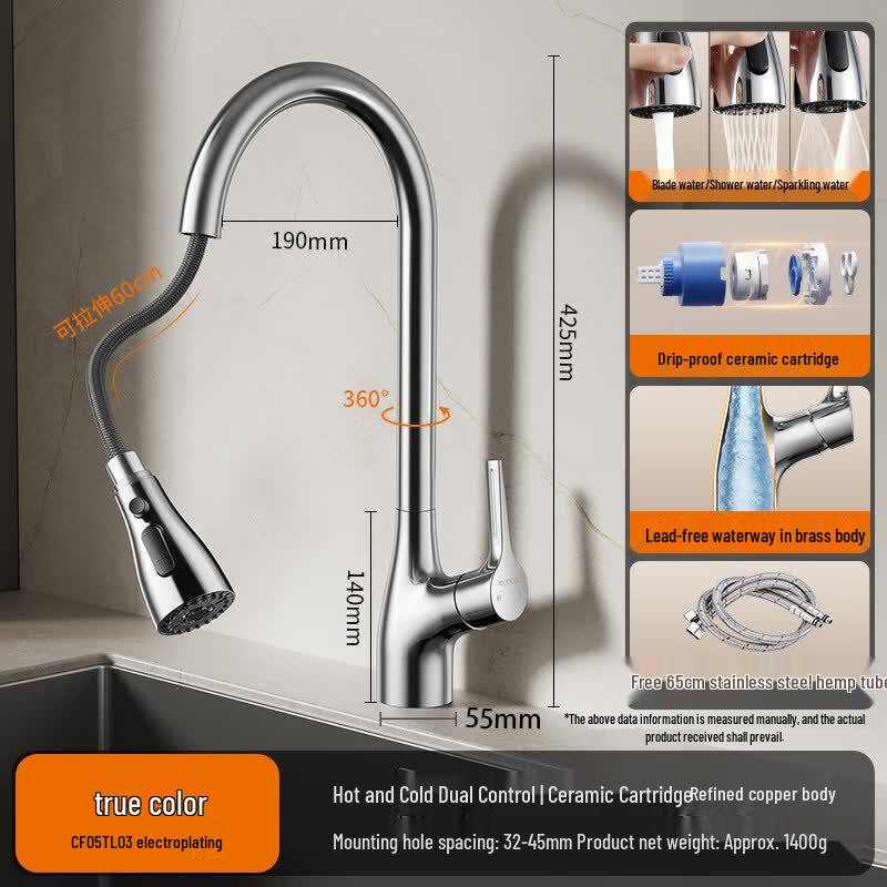 Aokewen Three-Function Hot & Cold Kitchen Sink Faucet