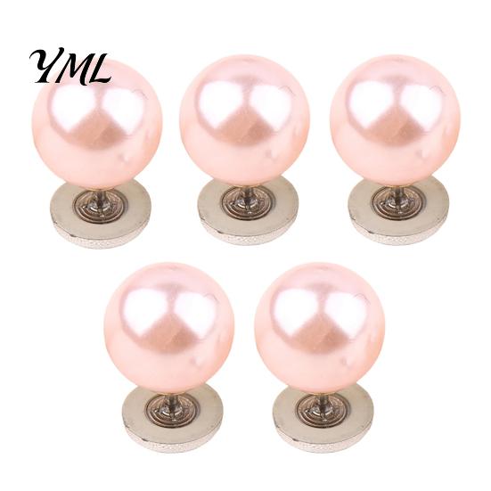 Removable Clothing Buttons 5Pcs Fake Pearl for Clothing, Decorative Brooch Pins, No Anti-exposure Women Sew Safety Pins Shirt Neckline Embellishment,