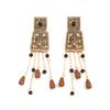 Salircon Vintage Geometric Engraved Flower Tassel Drop Earring Woman  Trendy Charm Square Metal Pendant Earring Jewelry Gift