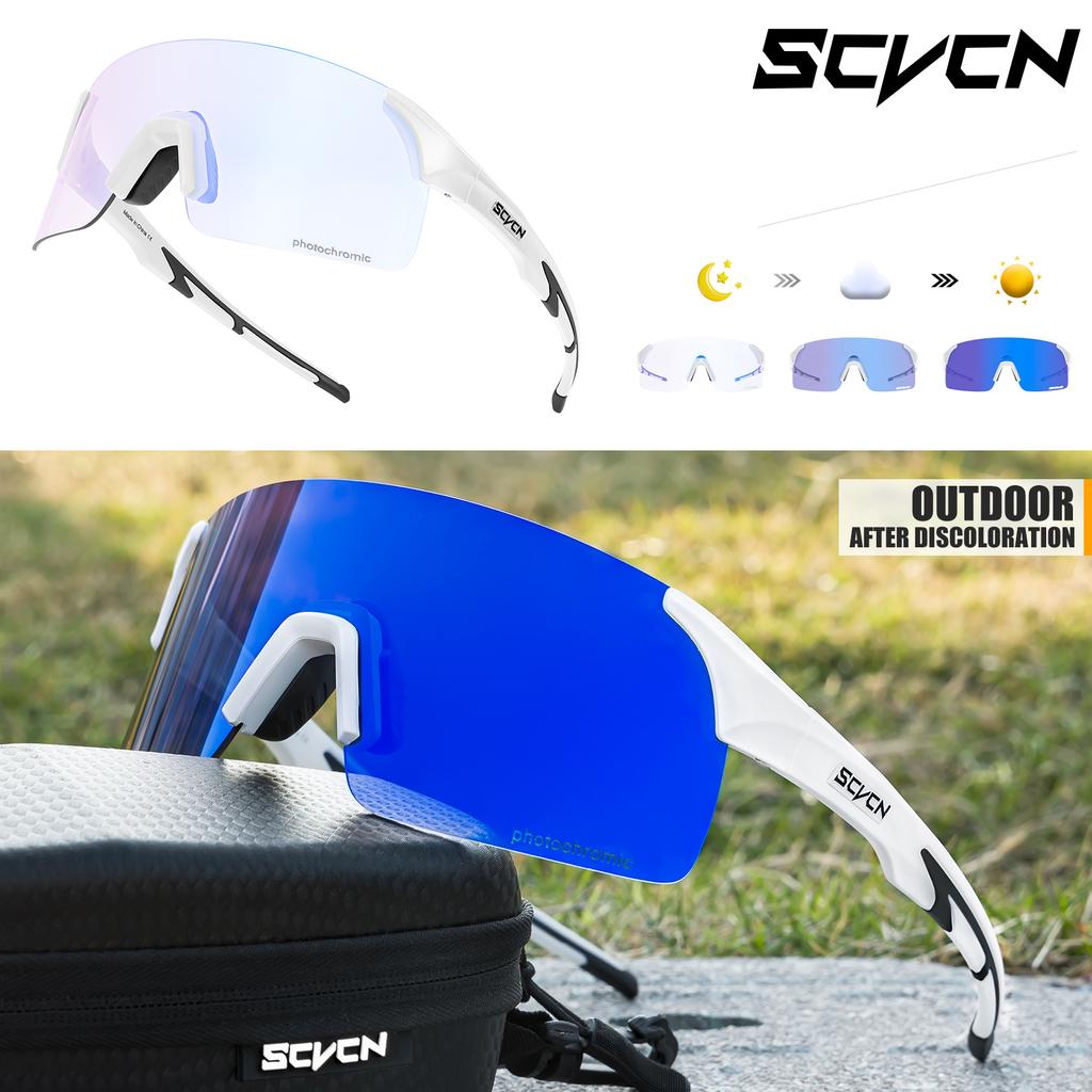 Scvcn Photochromic Sunglasses Cycling Blue Outdoor Sports Bike Glasses Red Man MTB Fishing Glasses Eyewear Bicycle Goggles 2024