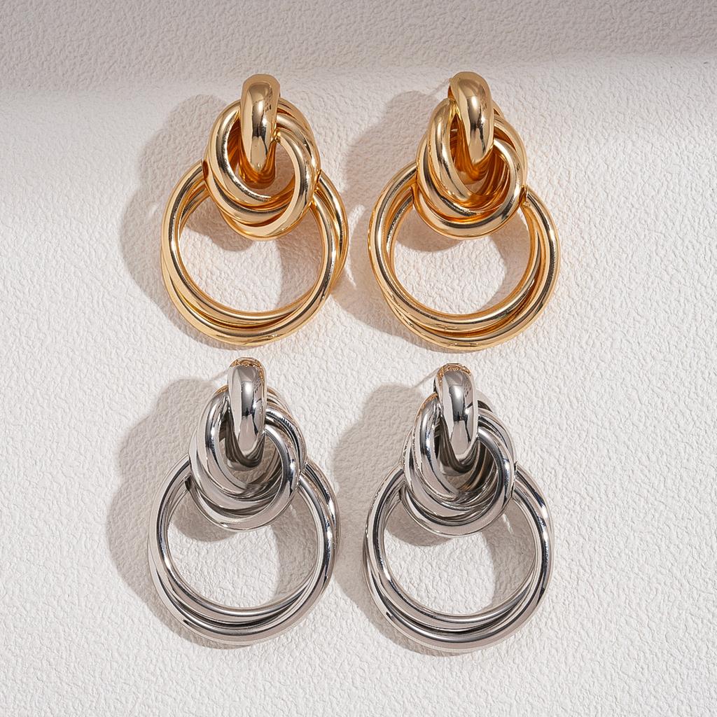 Glossy Geometric Round Knotted Earrings, Unique and High-end Earrings