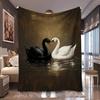 1pc Black And White Swan Lake Print Flannel Blanket, Soft And Skin-Friendly, Suitable for Blankets, Bed Covers, Game Rooms, Livi