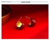 Retro Burgundy Christmas Stud Earrings for Women - Elegant Metal Design In Hong Kong Style